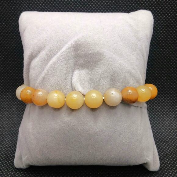 Gemstone Bracelet Yellow Topaz Jade 8mm Beaded Handmade Stretch Natural NEW - Picture 2 of 13